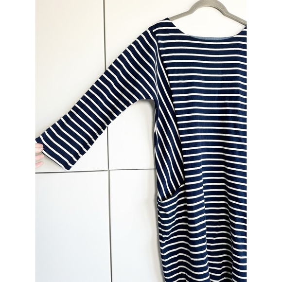 Joules Navy and White Stripe Knit Dress Size 10 Marines Grade Boat Neck Preppy - Picture 2 of 6